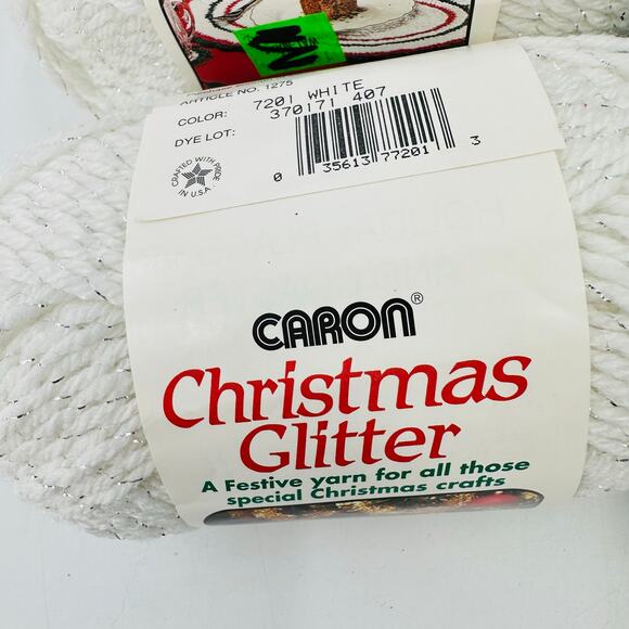 8 Caron Christmas Glitter Sparkle Yarn Lot Red Green White Red Vintage Holiday - Picture 3 of 9